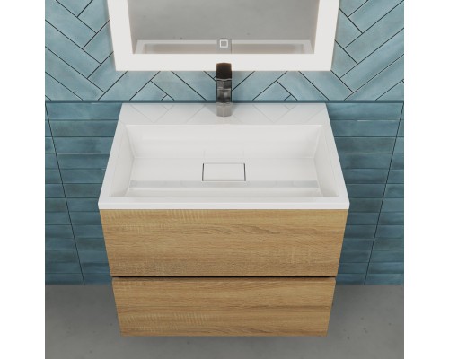 Тумба с раковиной подвесная Uperwood Barsa 60х45х57 см, черная/дуб сонома