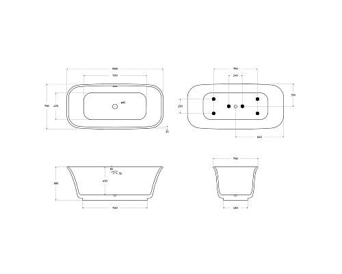 Акриловая ванна BelBagno Due 170x80 BB702-1700-800-K без гидромассажа Акриловая ванна BelBagno Due 170x80 BB702-1700-800-K без гидромассажа