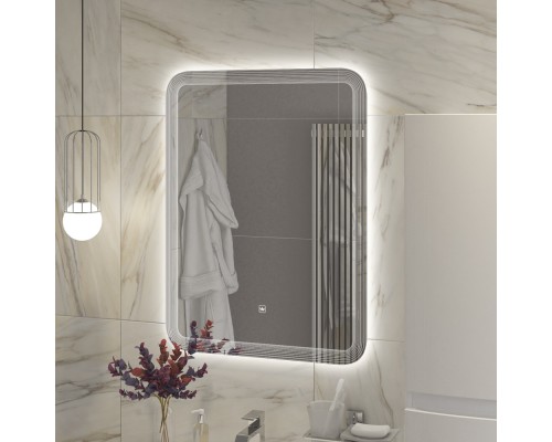 Зеркало Cezares Duet 60 CZR-SPC-DUET-600-800-LED-TCH с подсветкой с лазерной гравировкой и сенсорным выключателем