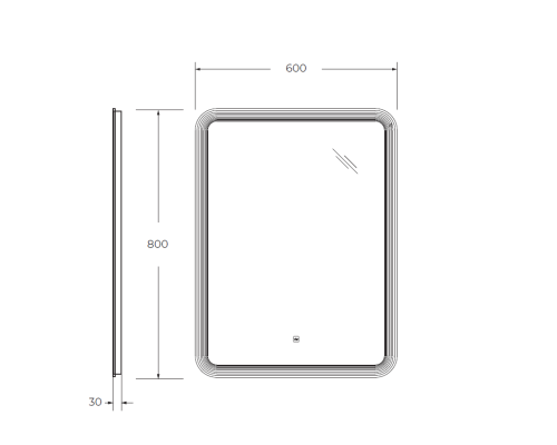 Зеркало Cezares Duet 60 CZR-SPC-DUET-600-800-LED-TCH с подсветкой с лазерной гравировкой и сенсорным выключателем