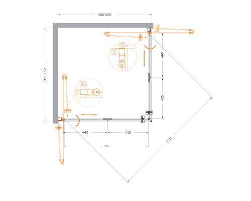 Душевой уголок Cezares ECO-O-AS-2-100-C-Cr