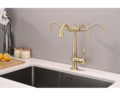 Смеситель для кухни Paulmark Retro бронза Re213226-BR