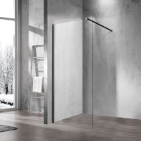 Душевая перегородка Vincea Walk-In VSW-1H700CLB 700x2000 черный стекло прозрачное