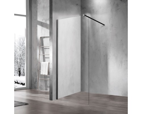 Душевая перегородка Vincea Walk-In VSW-1H700CLB 700x2000 черный стекло прозрачное