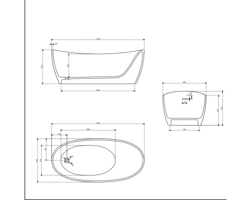 Ванна из искусственного камня Vincea VBT-6S03MW, 170x80x63, белый мат, со слив-переливом