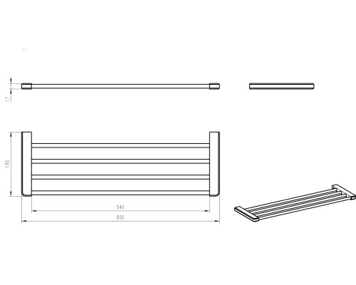 Полка для полотенец Wonzon&Woghand, Черный матовый
