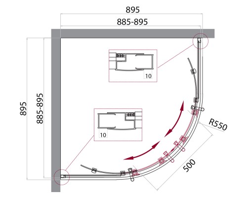 Душевой уголок BelBagno Uno 90х90 UNO-195-R-2-90-CH-CR профиль Хром стекло шиншилла