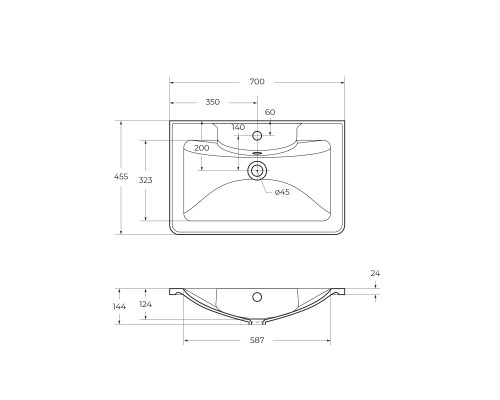 Раковина BelBagno 70 BB700/455-LV-MR-ALR Белая