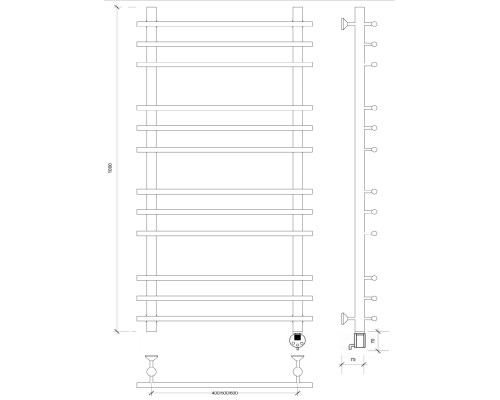 Полотенцесушитель латунный Secado Турин плюс 100х60х70, электрический R, бронза
