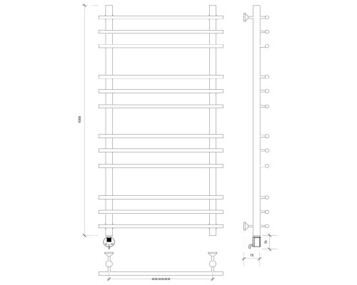 Полотенцесушитель латунный Secado Турин плюс 100х60х70, электрический R, бронза
