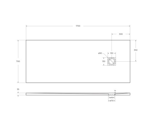 Душевой поддон из искусственного камня BelBagno Uno 170x70 Белый