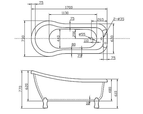 Ванна BelBagno BB20-1700 Ванна BelBagno BB20-1700