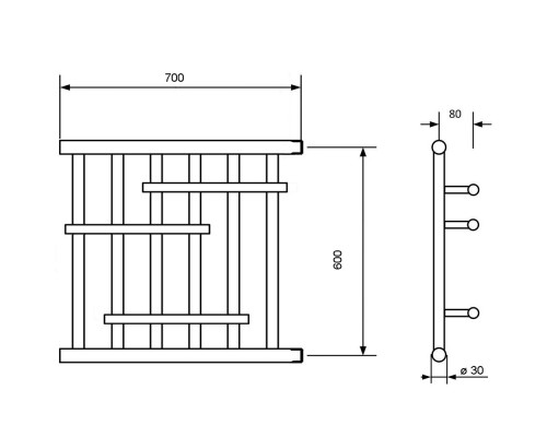 Полотенцесушитель Nika с полочкой 60 х 70 1369-1847