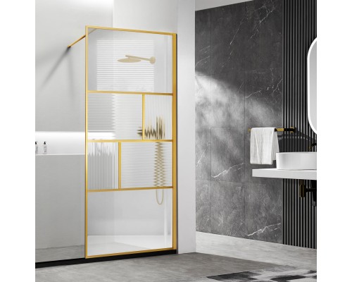Душевая перегородка Vincea Walk-In VSW-1HC800CFBG 800x2000 браш золото