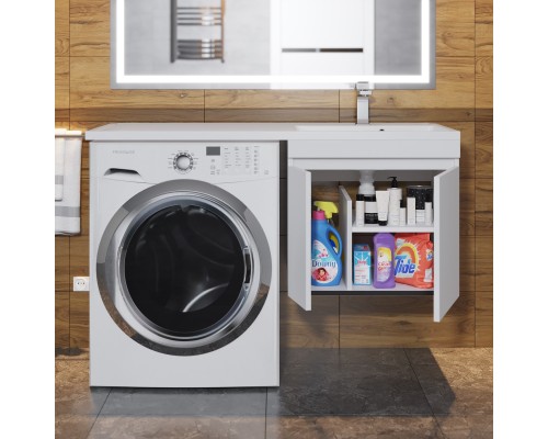 Тумба под стиральную машину подвесная Uperwood Magenta 45х50х55 см, белая, с дверцами
