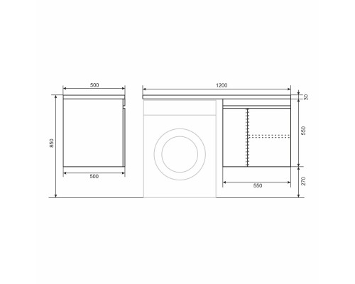 Тумба под стиральную машину подвесная Uperwood Magenta 55х50х55 см, черная, с дверцами