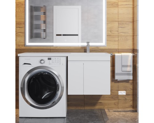 Тумба под стиральную машину подвесная Uperwood Magenta 45х50х55 см, белая, с дверцами