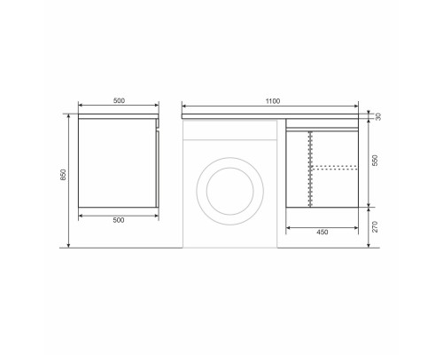 Тумба под стиральную машину подвесная Uperwood Magenta 45х50х55 см, белая, с дверцами