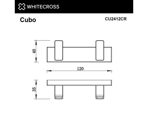 Крючок двойной WHITECROSS Cubo CU2412CR хром