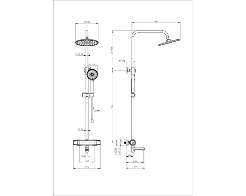 Душевая система с термостатом Wonzon&Woghand, Белый матовый