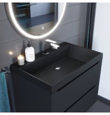 Раковина для ванной кварцевая Uperwood Classic Quartz 70х45х15 см, черная матовая, уголь