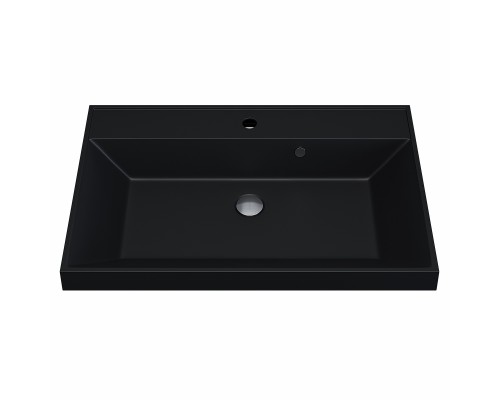 Раковина для ванной кварцевая Uperwood Classic Quartz 70х45х15 см, черная матовая, уголь