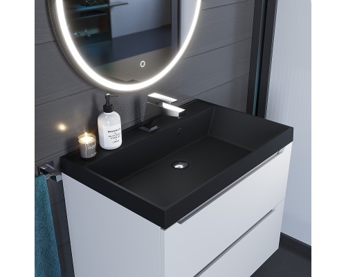 Раковина для ванной кварцевая Uperwood Classic Quartz 70х45х15 см, черная матовая, уголь