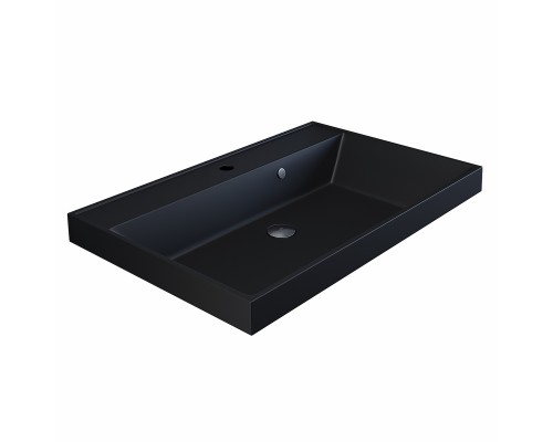 Раковина для ванной кварцевая Uperwood Classic Quartz 70х45х15 см, черная матовая, уголь