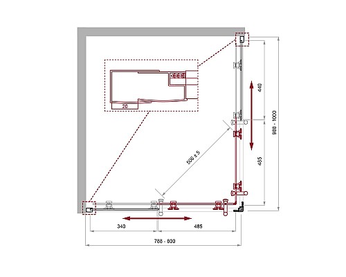 Душевой уголок BelBagno Uno 100х80 UNO-195-AH-2-100/80-CH-CR профиль Хром стекло шиншилла