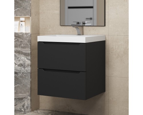 Тумба с раковиной подвесная Uperwood Tanos NEW 50х45х55 см, черная