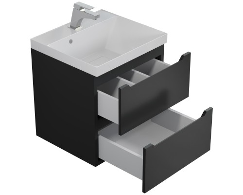 Тумба с раковиной подвесная Uperwood Tanos NEW 50х45х55 см, черная