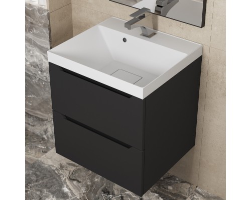 Тумба с раковиной подвесная Uperwood Tanos NEW 50х45х55 см, черная