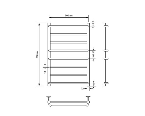 Полотенцесушитель водяной Comfysan Puro W-8 80/50, черный