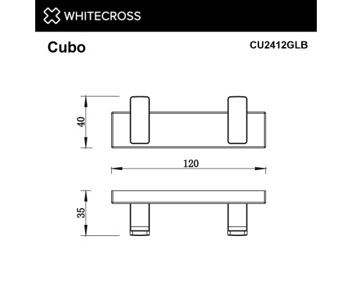 Крючок двойной WHITECROSS Cubo CU2412GLB брашированное золото