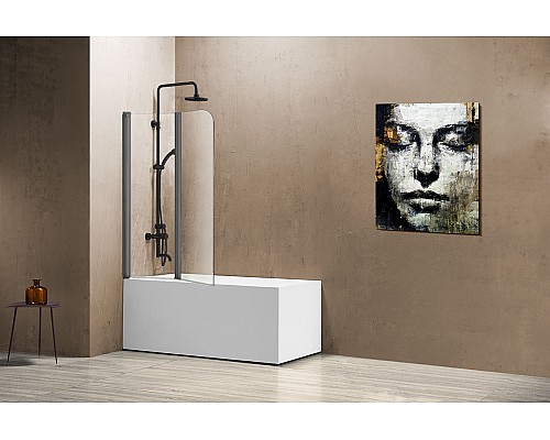 Душевая шторка на ванну Vincea VSB-12114CLGM, 1140x140, вороненая сталь, стекло прозрачное