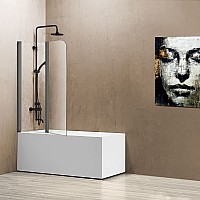 Душевая шторка на ванну Vincea VSB-12114CLGM, 1140x140, вороненая сталь, стекло прозрачное
