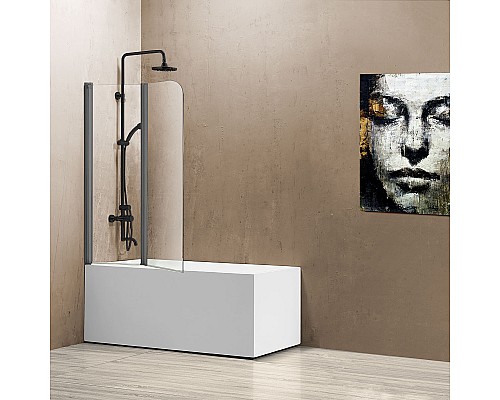 Душевая шторка на ванну Vincea VSB-12114CLGM, 1140x140, вороненая сталь, стекло прозрачное