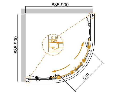 Душевой уголок Cezares GIUBILEO-R-2-90-SCORREVOLE-CP-Cr