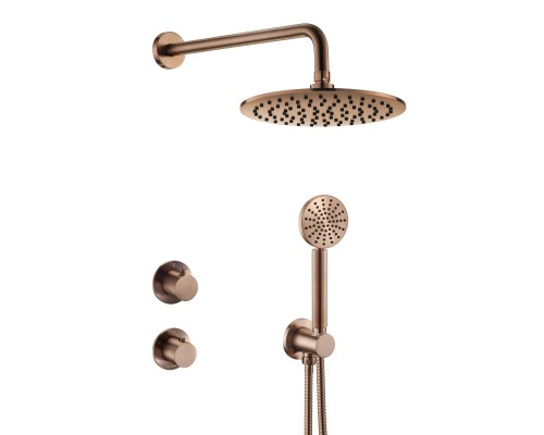 Встраиваемый душевой комплект с термостатом Benesque Lumiere бронза брашированная