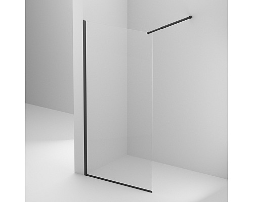 Душевая перегородка BelBagno Kraft 90 KRAFT-L-1-90-C-NERO профиль Черный матовый стекло прозрачное