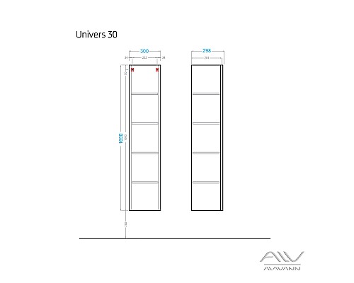 Шкаф-пенал Alavann Univers 30x165 белый Шкаф-пенал Alavann Univers 30x165 белый