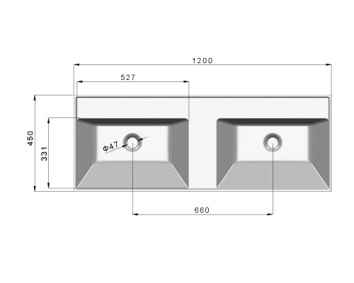 Раковина для ванной Uperwood Classic 120х45х14 см, двойная, белая глянцевая