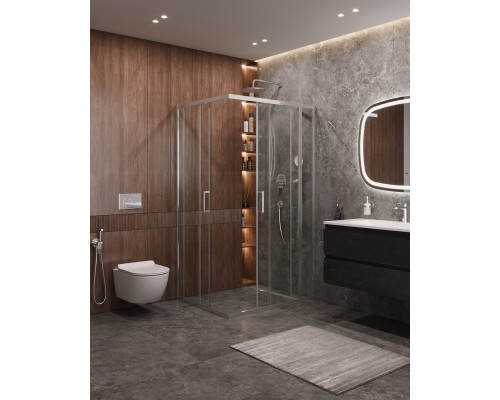 Душевой уголок Cezares Molveno AH-21 110х90 MOLVENO-AH-21-90+20-C-Cr-IV профиль Хром стекло прозрачное