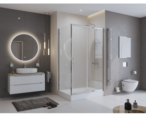 Душевой уголок BelBagno Uno 120х90 UNO-195-AH-1-120/90-C-Cr профиль Хром стекло прозрачное