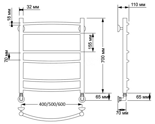 Полотенцесушитель латунный Secado Милан 2 50х70, водяной, бронза