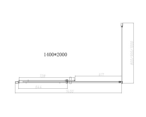 Душевой уголок Vincea Dice VSR-4D8014CLB 1400x800 черный стекло прозрачное