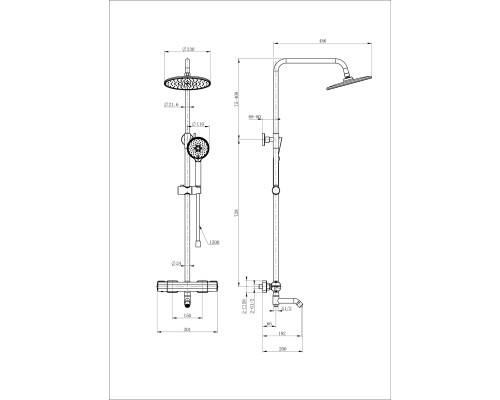 Душевая система с термостатом Wonzon&Woghand, Черный матовый
