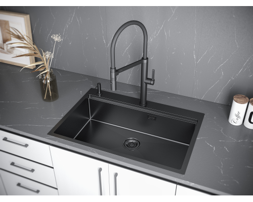 Мойка для кухни Paulmark VAST-PRO PM707551-BS вороненая сталь 750х510