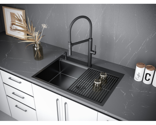 Мойка для кухни Paulmark VAST-PRO PM707551-BS вороненая сталь 750х510