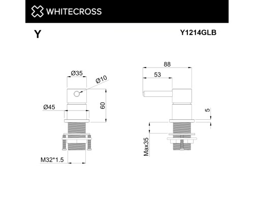 Смеситель для умывальника скрытого монтажа WHITECROSS Y1214GLB (брашированное золото)
